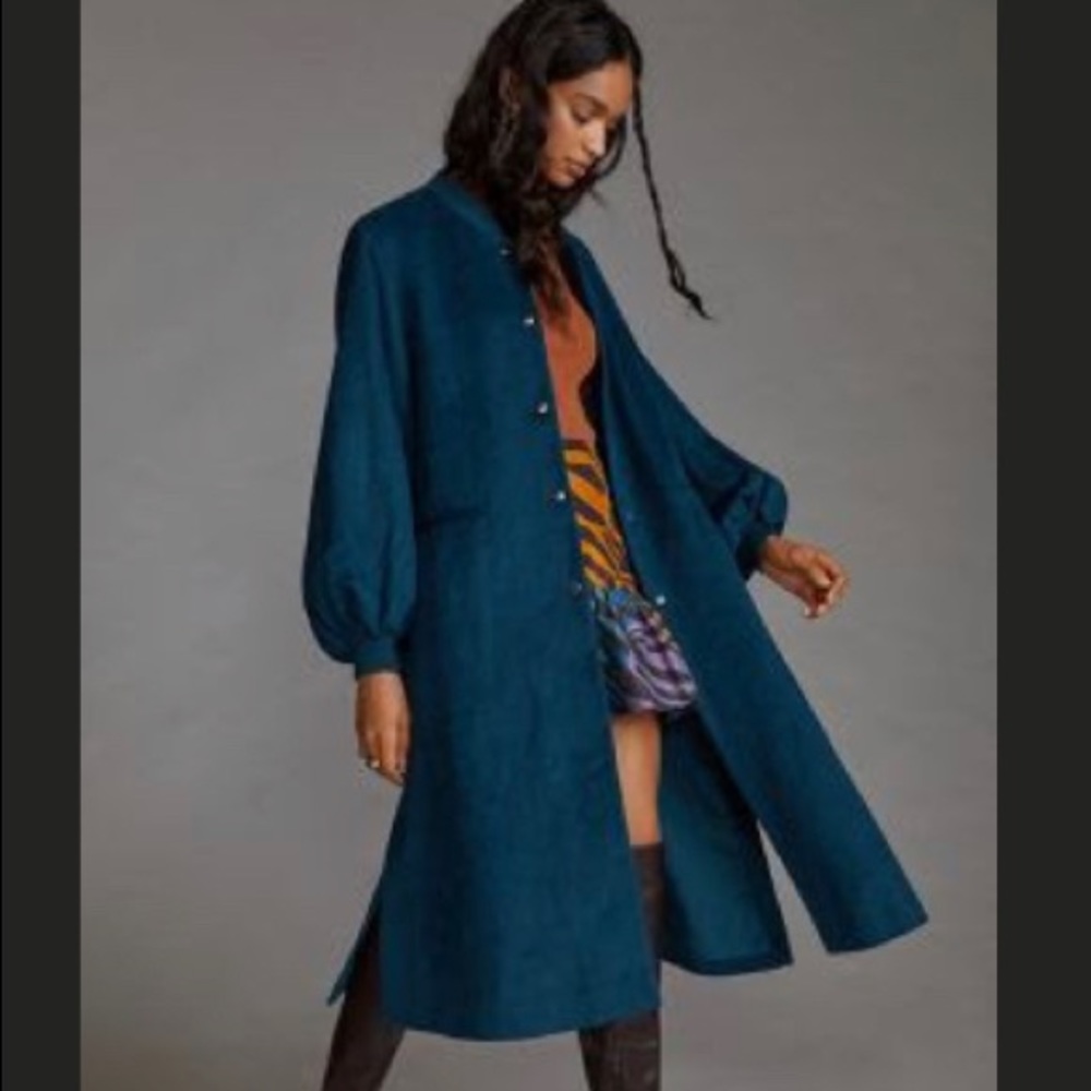 Anthropologie New without tags teal coat size small